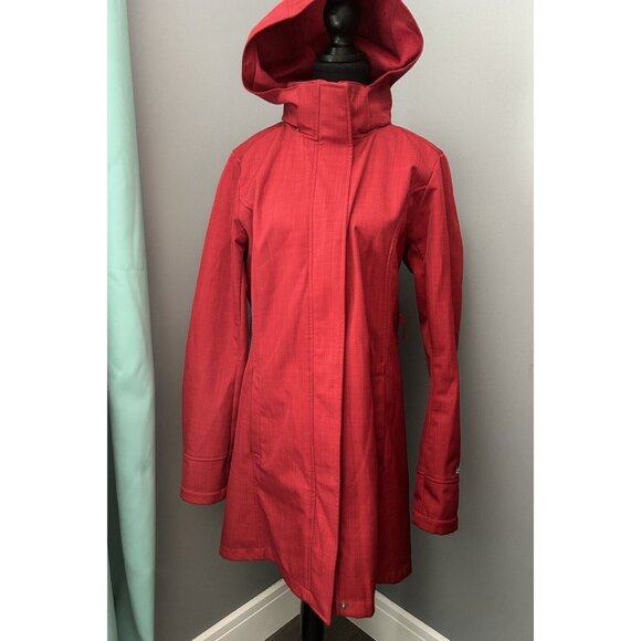 women’s L red Cloudveil coat hooded Large light warm jacket trench shell - Picture 1 of 10